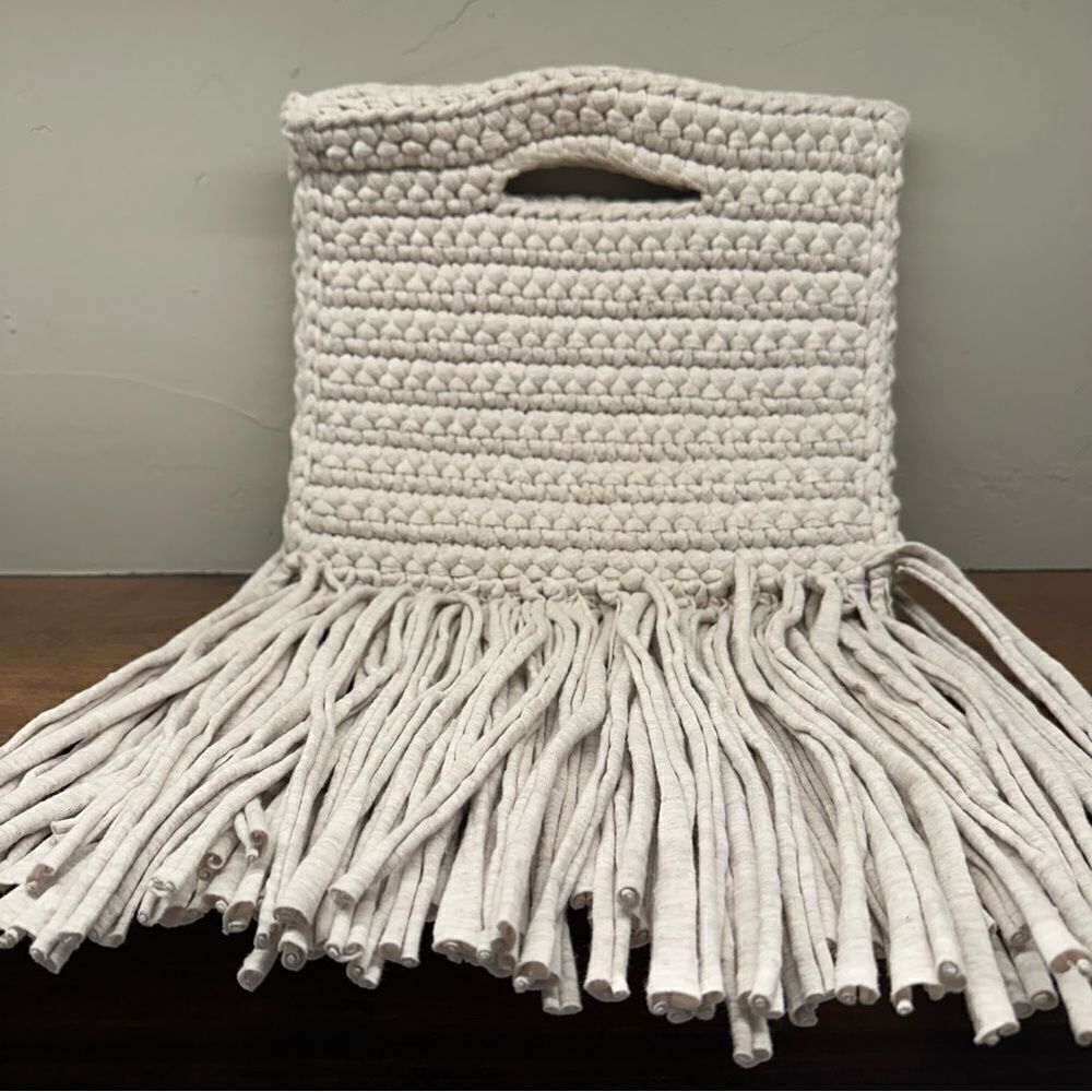 Binge Knitting | Anthropologie | Maria Clutch woven fringe cycled cotton clutch - Picture 4 of 7